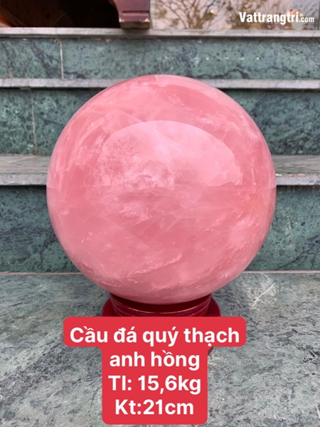 Cầu đá quý thạch anh hồng 21cm