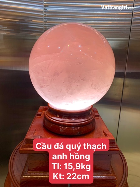 Cầu đá quý thạch anh hồng 22cm