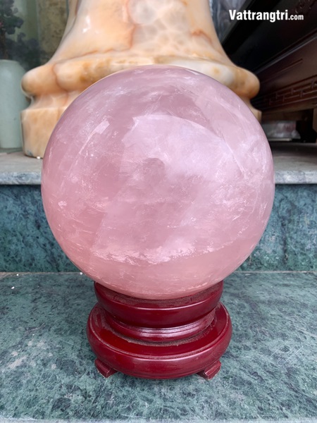Cầu đá quý thạch anh hồng siêu vip 21cm