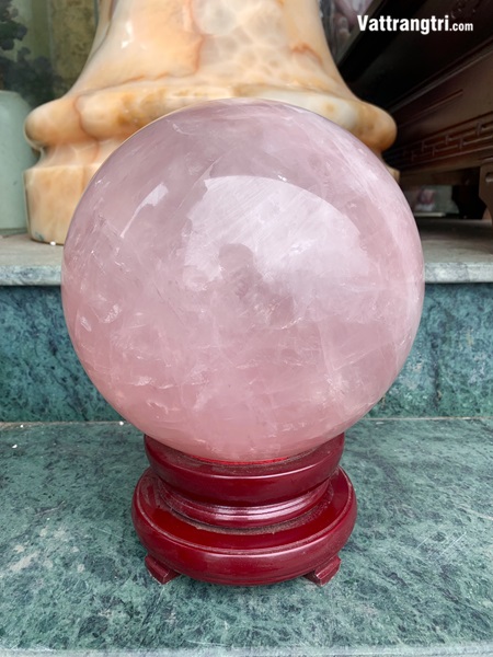 Cầu đá quý thạch anh hồng siêu vip 21cm