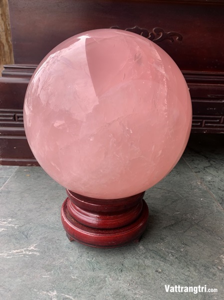 Cầu đá quý thạch anh hồng siêu vip 24cm