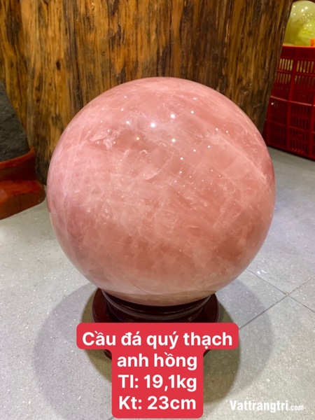 Cầu đá quý thạch anh hồng vip 23cm