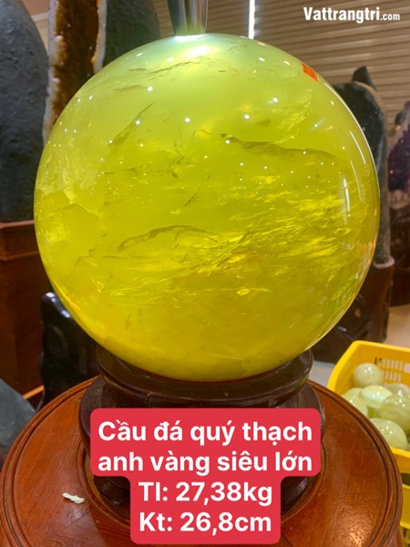 Cầu đá quý thạch anh vàng siêu lớn vip 26.8cm