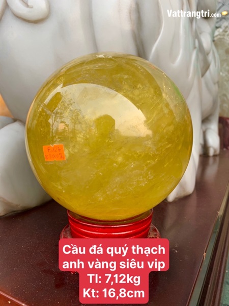 Cầu đá quý thạch anh vàng siêu vip 16,8cm