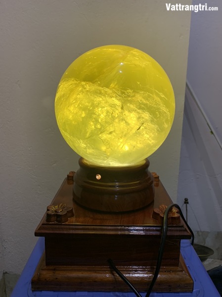 Cầu đá quý thạch anh vàng siêu vip 16,8cm