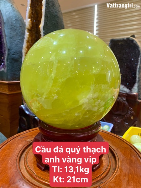 Cầu đá quý thạch anh vàng vip 21cm