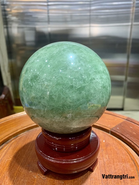 Cầu đá thạch anh dâu tây xanh 9cm