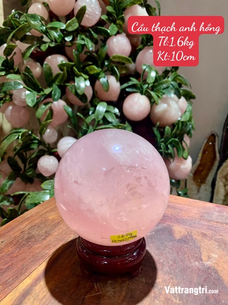 Cầu đá thạch anh hồng 10cm