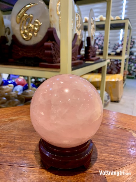 Cầu đá thạch anh hồng 9cm