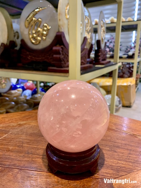 Cầu đá thạch anh hồng 9cm