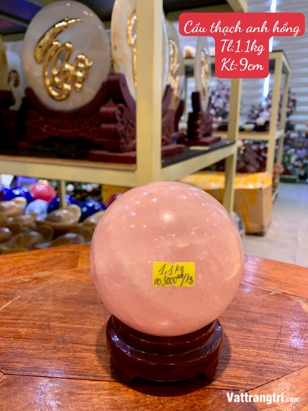 Cầu đá thạch anh hồng 9cm