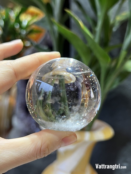 Cầu Đá Thạch Anh Trắng Trong 6cm