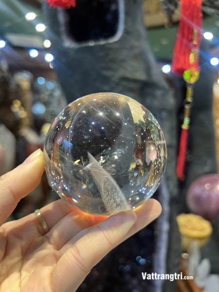 Cầu đá thạch anh trắng chất trong cao cấp 7cm