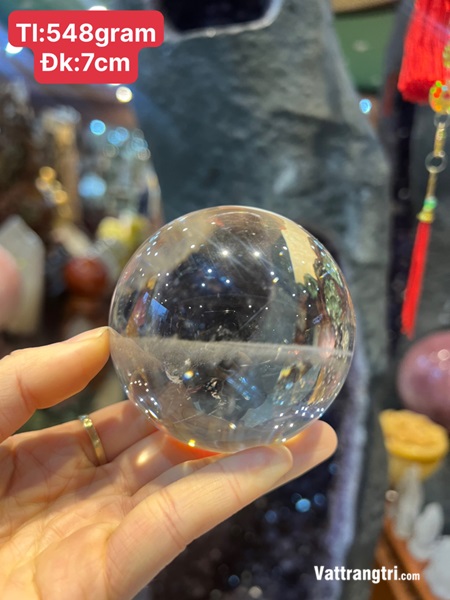 Cầu đá thạch anh trắng chất trong cao cấp 7cm