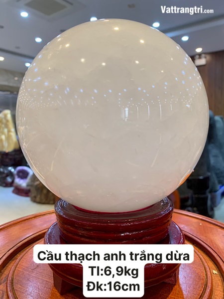 Cầu đá thạch anh trắng dừa 16cm