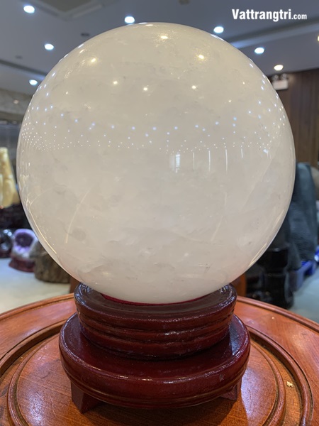 Cầu đá thạch anh trắng dừa 18cm