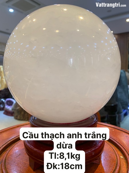 Cầu đá thạch anh trắng dừa 18cm