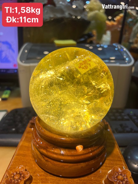 Cầu Đá Thạch Anh Vàng 11cm