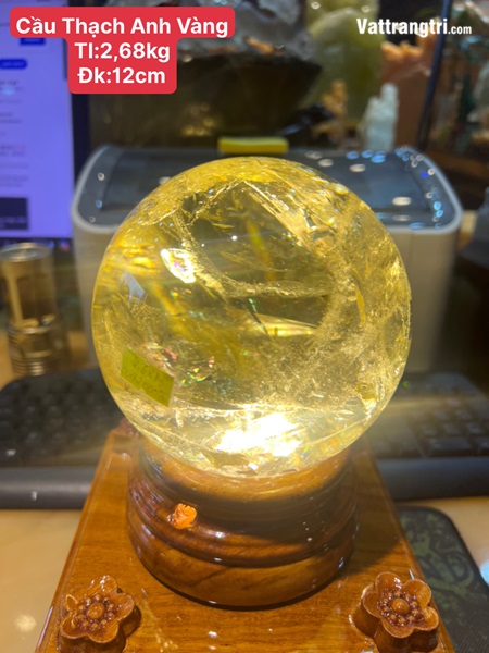 Cầu Đá Thạch Anh Vàng 12cm