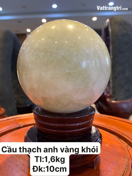 Cầu đá thạch anh vàng khói 10cm
