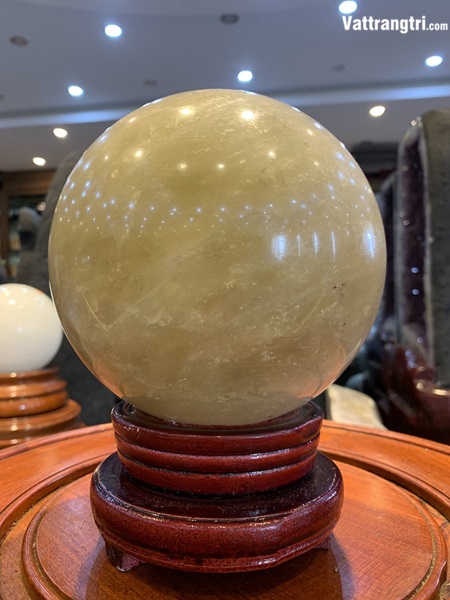 Cầu đá thạch anh vàng khói 14cm