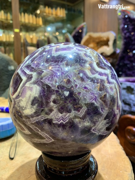 Cầu thạch anh tím hoa chanh 12cm