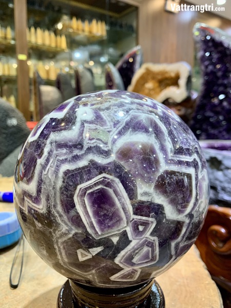 Cầu thạch anh tím hoa chanh 12cm