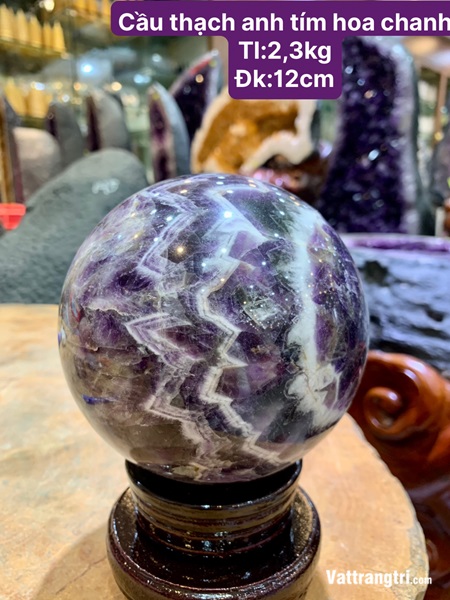 Cầu thạch anh tím hoa chanh 12cm