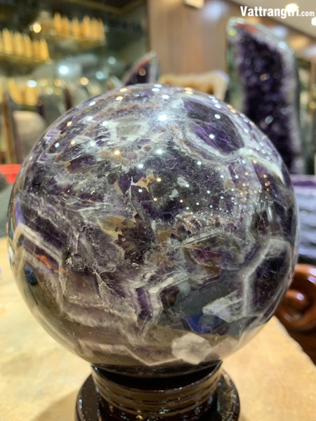 Cầu thạch anh tím hoa chanh 14cm