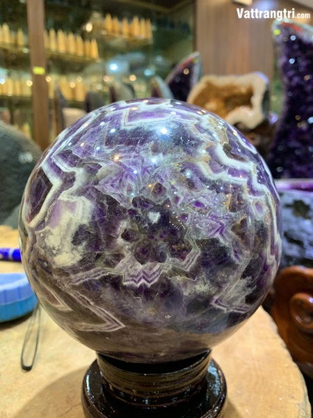 Cầu thạch anh tím hoa chanh 15cm