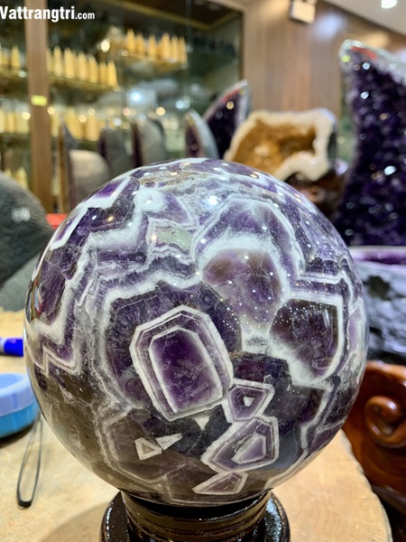 Cầu thạch anh tím hoa chanh 15cm
