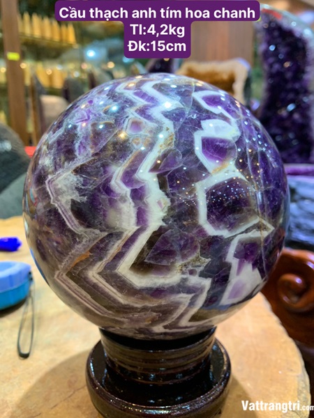 Cầu thạch anh tím hoa chanh 15cm