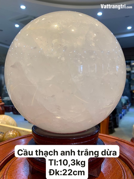 Cầu thạch anh trắng dừa 22cm