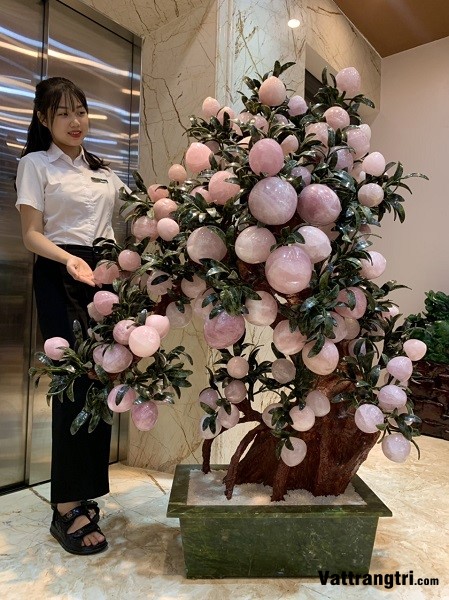 Cây đào đá quý thạch anh hồng 108 quả (Cây To)