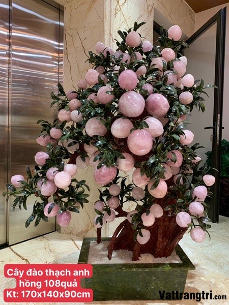 Cây đào đá quý thạch anh hồng 108 quả (Cây To)