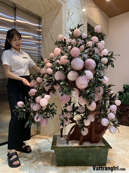 Cây đào đá quý thạch anh hồng 108 quả (Cây To)