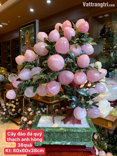 Cây Đào Đá Quý Thạch Anh Hồng 38 Quả (Cây To)