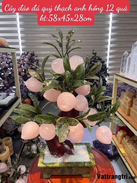 Cây đào thạch anh hồng 12 quả 58cm (Cây nhỏ)
