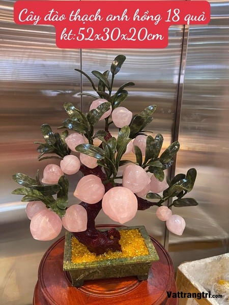 Cây đào thạch anh hồng 18 quả 52cm (Cây nhỏ)