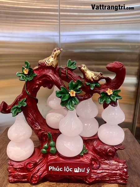 Cây Hồ Lô ngũ phúc Ngọc Onyx hồng 23cm