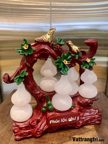 Cây Hồ Lô ngũ phúc Ngọc Onyx hồng 23cm