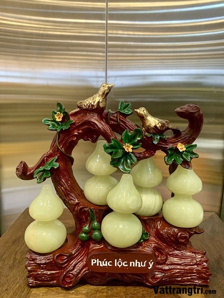 Cây Hồ Lô ngũ phúc Ngọc Onyx Xanh 23cm