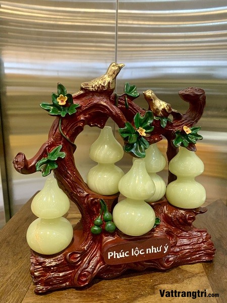 Cây Hồ Lô ngũ phúc Ngọc Onyx Xanh 23cm