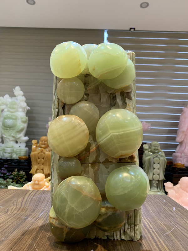 Cây Nấm Ngọc Trường Sinh Ngọc Onyx Xanh 38cm