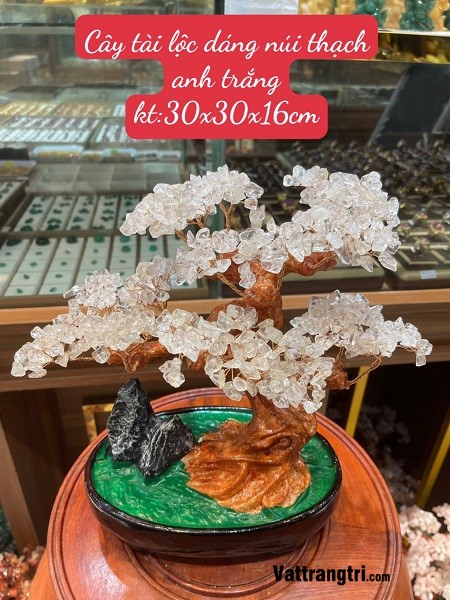 Cây tài lộc dáng núi thạch anh trắng , hồng, mã não 30cm