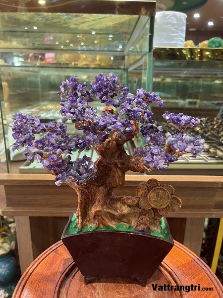 Cây tài lộc hình quạt Ngọc mã não đỏ 32cm