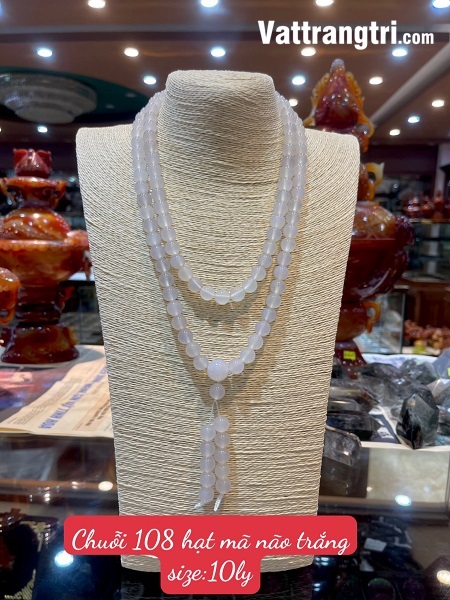 Chuỗi 108 hạt đá mã não trắng 10ly