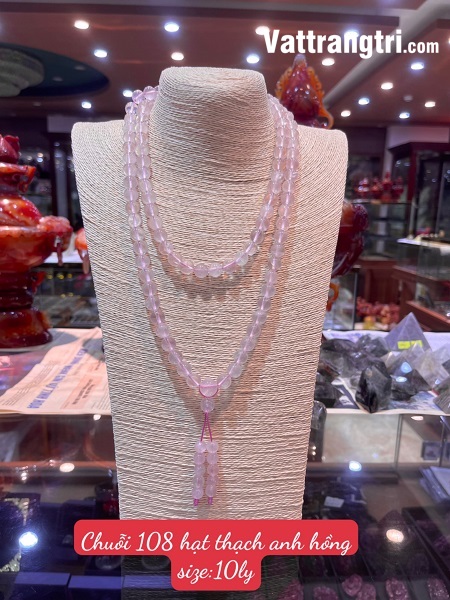 Chuỗi 108 hạt đá thạch anh hồng 10ly