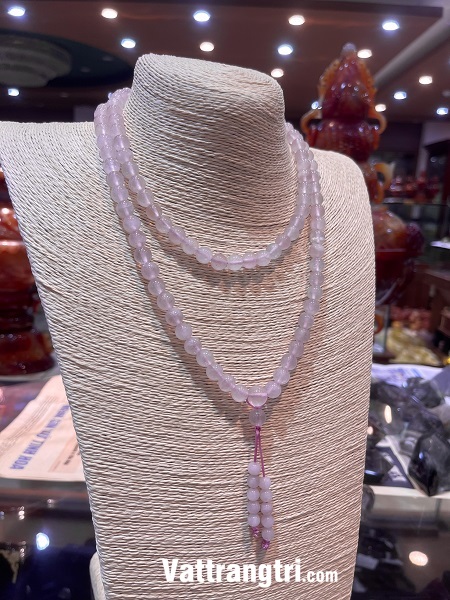 Chuỗi 108 hạt đá thạch anh hồng 8ly