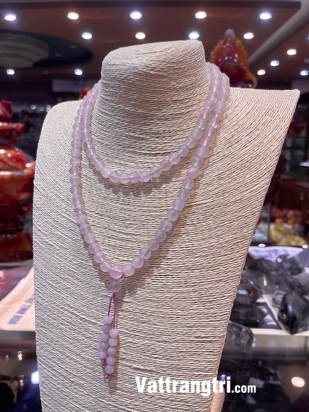 Chuỗi 108 hạt đá thạch anh hồng 8ly